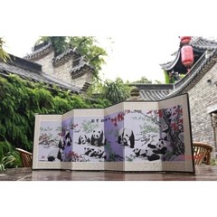 Intangible Cultural Heritage Sichuan Figured Satin Panda Embroidered Screen Gift