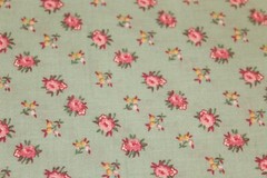 1930s reproduction fabric cotton quilt Teal w/ pink mauve flowers 43″x1/2 yd