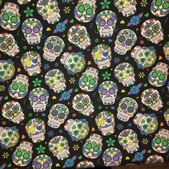 Candy Skulls 100% light weight COTTON FABRIC by yard – Purple MOO-109821