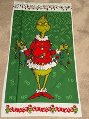 RK Grinch Merry Christmas Tree with lights 100% cotton fabric panel approx 24×44