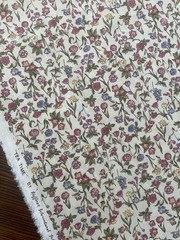 VTG Hoffman International “Tea Time” Small Pink Purple Floral On Tan Fabric 4 Yd
