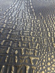 Bronze Gold Big Alligator Embossed Faux Vinyl Upholstery Handbag Auto And More