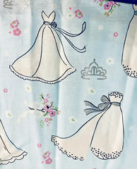 VTG Wedding Dress Gown Toss Marriage Wedding Day Silver Accents 27″X14″ Remnant