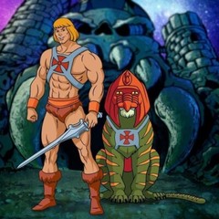 Handmade 8×8 He-Man & Battle Cat 80’s Style Cartoon Cotton Fabric Block