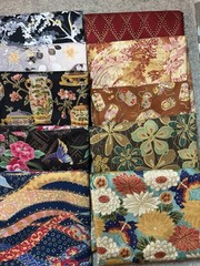 Lot of 10 fat quarters Asian Metallic cotton fabric Hoffman, Robert Kaufman