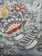3 Yd Kravet Fabric Linen Drapery Upholstery Blue Orange Yellow White Floral