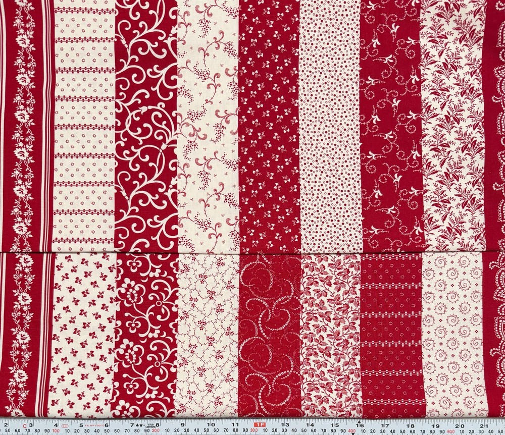 Faye Burgos Strips for Marcus Fabrics Dark Red White Cotton by the HALF YARD