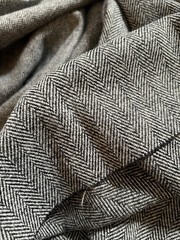 Wool Blend ? 3 1/3 Yd 58w Black White Chevron Soft Suit Weight D