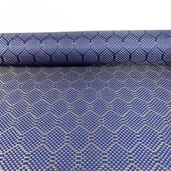 3K Blue+Black Aramid Carbon Fiber Mixed Fabric Hexagonal Jacquard Weave 50*100cm