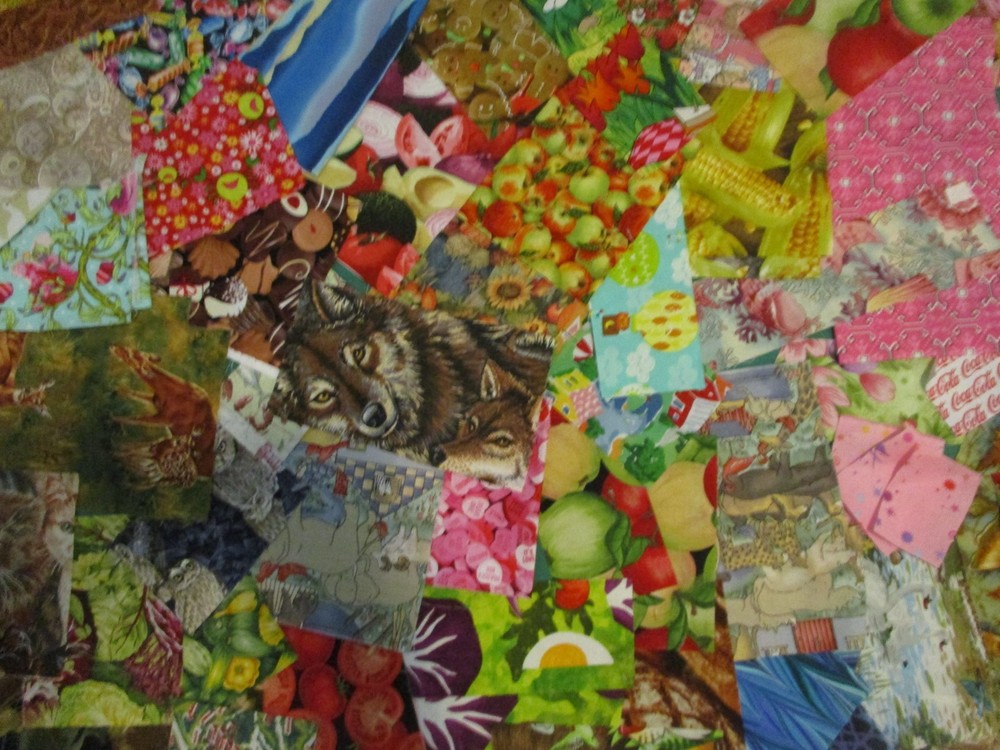 Cotton Quilt Fabric Scrap Lot #1 Novelty Prints Pieces 10 Ounces