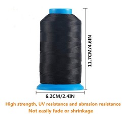 YOKER Bonded Nylon Sewing Thread 1500 Yard Size 69 T70 210D/3 #69 T70, Black