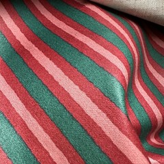 6+yards Duralee Cotton Fabric Burgundy & Green Stripe Sheen Approx 20 Feet 57” W