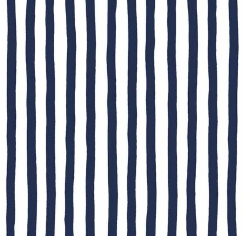 Fabric Stripes Navy on White Nautical Cotton QUILT TREASURES 1/4 Yd 28496 N
