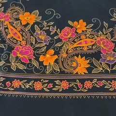 Printmaker International 45 Inch x 116 3.2 Yards Large Black Red Floral Pattern