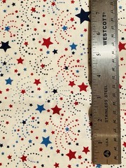 Small Blue Sienna Stars Fireworks on White 1Y x 44″ Width Cotton Fabric