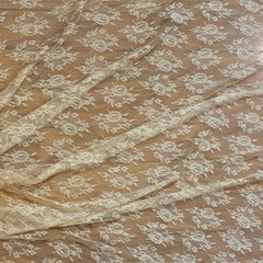 Beige BLUSH SHEER LACE FABRIC 5 Yds 53″ w Lightweight Bridal Stretch Floral Veil