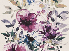 CHIVASSO/JAB CURTAIN FABRIC Flowers of Paradise 3.7 METRES CH2721-080 PURPLES