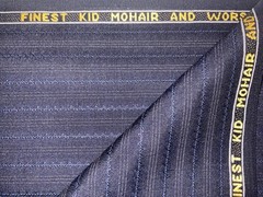 Durham Navy 30% Finest Mohair 70% Wool English Antique Stipe Suiting 2.8m 240g/m