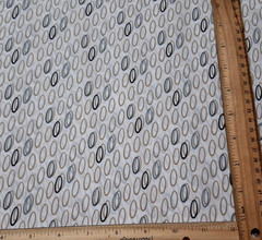 3 3/4 ydx 45″ w Polyester Crepe Fabric White w/Tan Black Gray Circles NO STRETCH