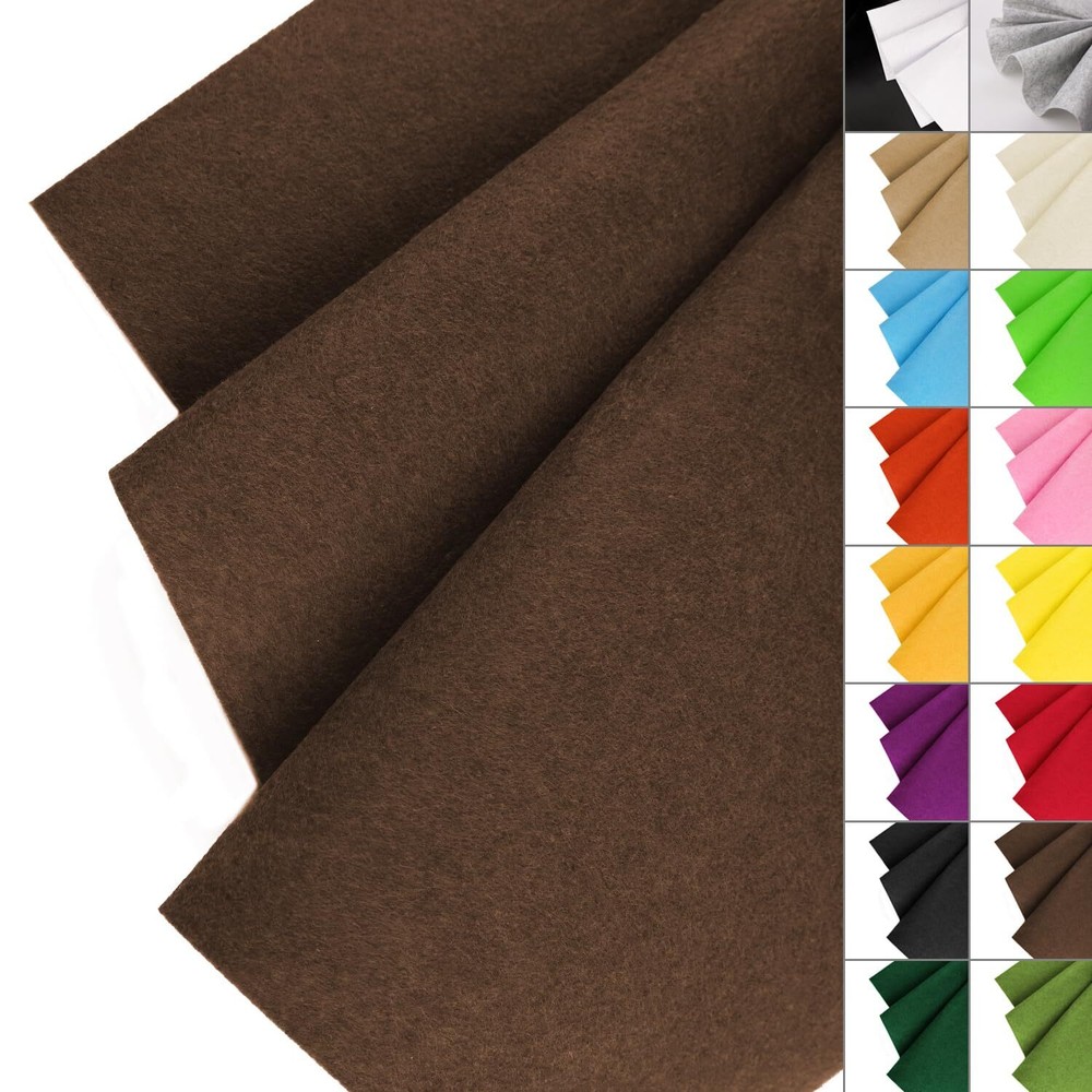 Brown Felt Fabric 36″ x 36″ 1 Square Yard Stiff 1.2mm Thick Felt Square for C…