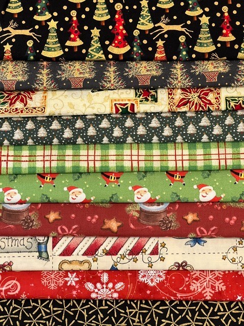 Quilting Fabric Lot – Christmas Holiday Winter, 10 Fat Quarters + 1 FREE!