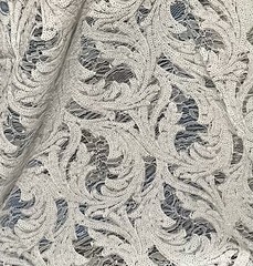 1 Yard White Sequins Embroidered Lace Fabric 50” Width
