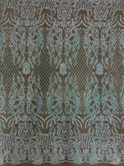 Phoebe IRIDESCENT WHITE Sequins on NUDE Mesh Lace Fabric by the Yard – 10062