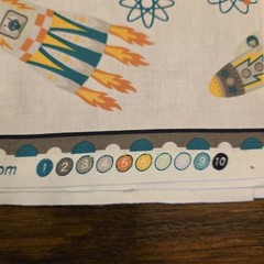 Atomic Bots Cotton Border OOP Boys Fabric Robot Alien UFO Rockets Planets Space