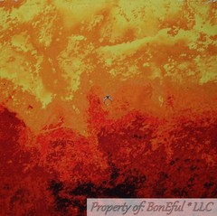 BonEful FABRIC FQ Cotton Quilt Brown Orange Tone Tonal BATIK Flower Garden Leaf