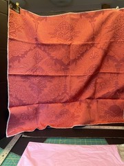 4 Fabric samples Damask Moire Coral & Reds Designer 26×26 upholstery Schneider