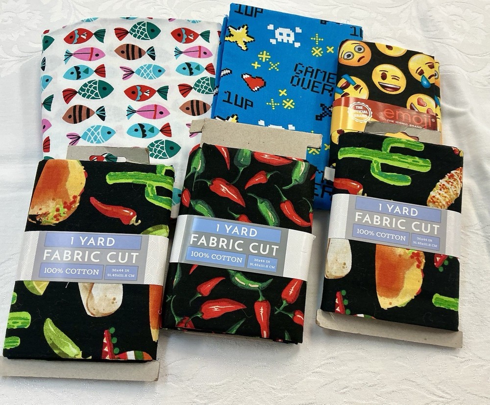 6 One Yard 100% Cotton Fabric Cuts 36”x44”