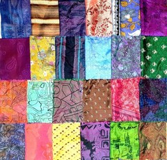 ABB Pure Silk Saree Fabric Squares 15Pc for Craft, Quilting & Doll Dress