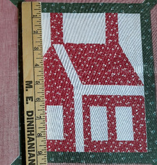 Cheater Quilt Fabric Remnant 46×62″ wide Calico House Print Light Red