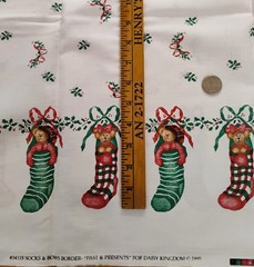 Daisy Kingdom Socks & Bows Border Fabric Christmas Stockings Bears 2 yds