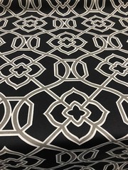 Richloom Malibar Black Silver Fretwork Fabric By the yard