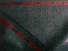 DORMEUIL 67% WOOL & 33% SILK JACKETING FABRIC “Dorsilk Red” Check/Plaid = 2.0 m.