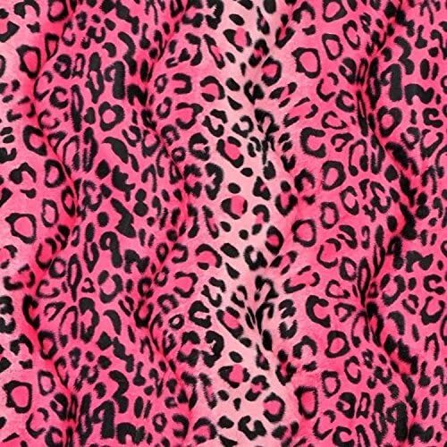 Pink/black Upholstery Faux fur Leopard Velboa fabric 58″ short pile wide fabric