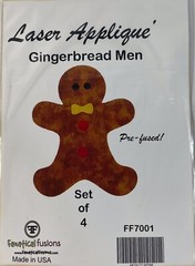 Laser Applique Gingerbread Men Fanatical Fusion Pre Fused Set of 4 Brown