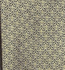 Vintage Satin Fabric Gold Black Scroll 60×88