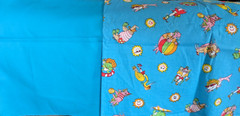 Fabric Coordinating Lot of 2 Blue Cotton: Fun on the Seashore + Solid – 9 oz