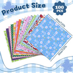 100 Pcs 8 X 8 Inch Cotton Fabric Squares No Repeat Floral Patchwork Fabric Pre C