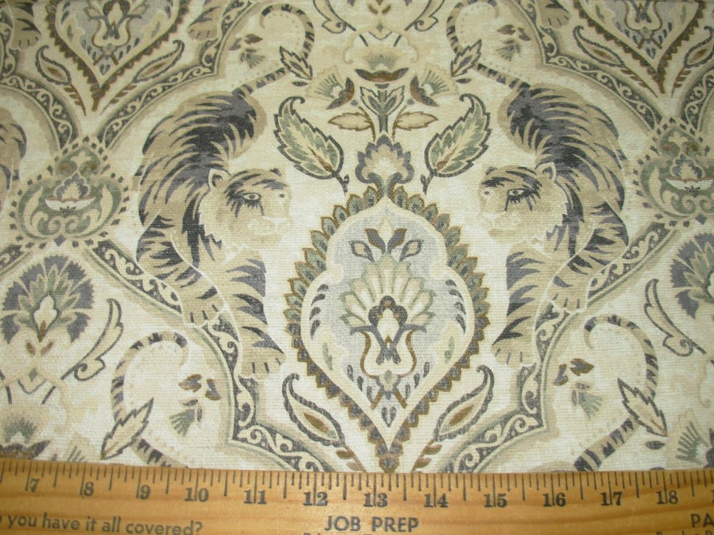 2 YDS P KAUFMANN TWIN TIGERS HEMP COTTON DRAPERY UPHOLSTERY FABRIC FOR LESS