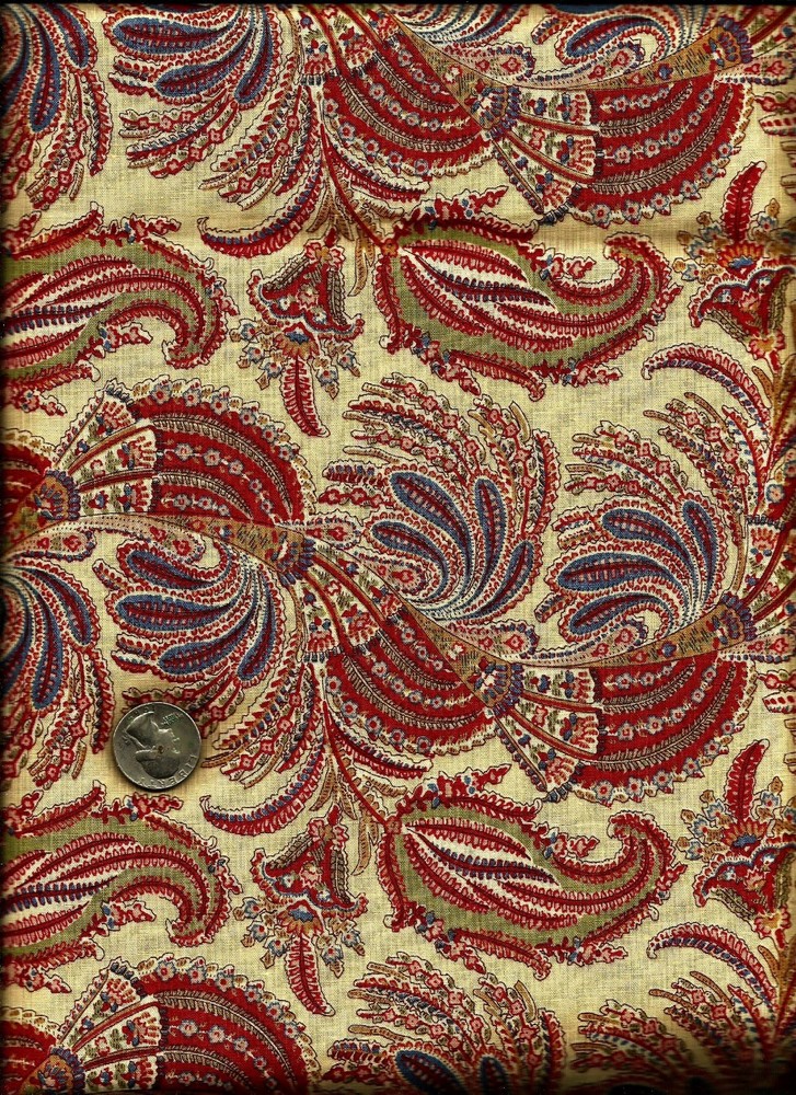 “English Cottage” Print multi color on lt tan/drk ecru Fabric by Avlyn