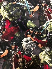 13″ Yard Marvel Avengers Thor and Hulk Packed Quilt Cotton Fabric