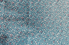 VTG Spring Mills Tiny Ditzy CALICO Shades of Pinks Heart Florals on Blue BTFE