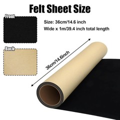 Self Adhesive Felt Sheets, Black Felt Sheet with Adhesive Backing, 14.6 x 39.4 I