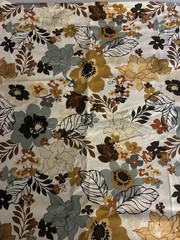Cream Background Golden Yellow+ Flowers Richloom Quilting Cotton Fabric 1.5 Yard