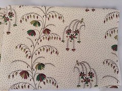 Vintage Cotton Fabric Quilt Single Piece Brown Green Plant Dots Vine Fluid VVPS