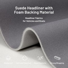 Auto Headliner Fabric 120″ L × 60″ W Stylish Mesh with Foam 120″L×60″W Gray
