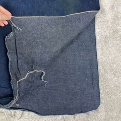Vintage 50s Indigo Selvedge Denim Fabric Scrap Distressed Raw Edge Cotton 46in
